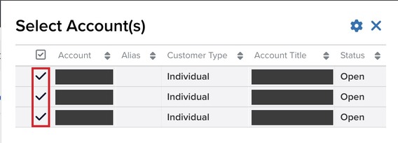 Account selection with several accounts