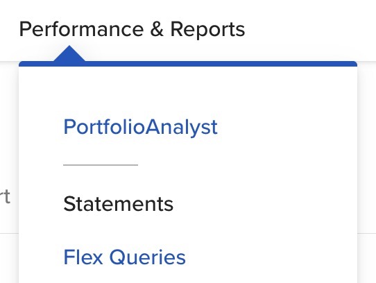 Client Portal: Performance & Reports, Flex Queries menu