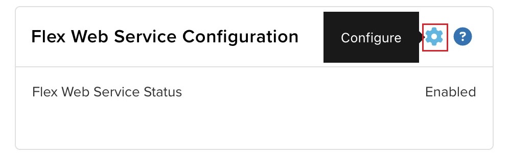 Flex Web Service Configuration with gear icon