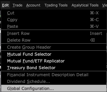 TWS: Edit, Global Configuration