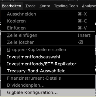 TWS: Bearbeiten, Globale Konfiguration
